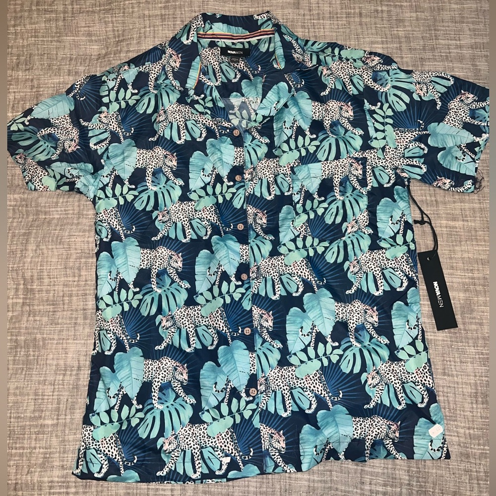 Men’s fashion nova button down shirt. Animal print. Brand new with tags.